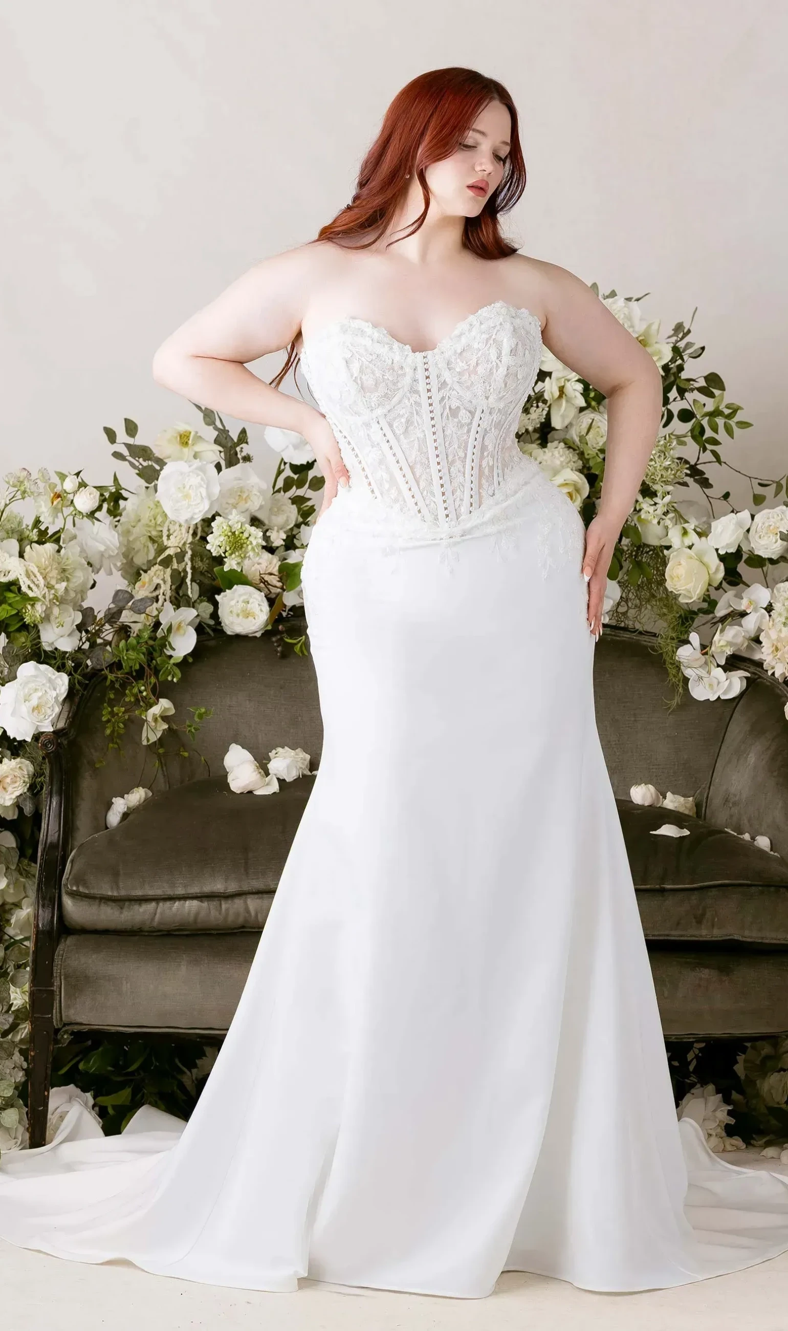 Model wearing an Julietta by Morilee gown