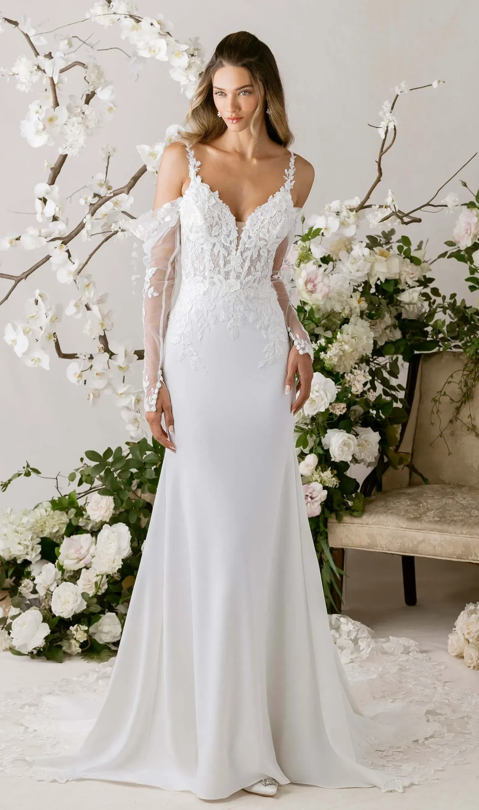 Model wearing a Morilee gown