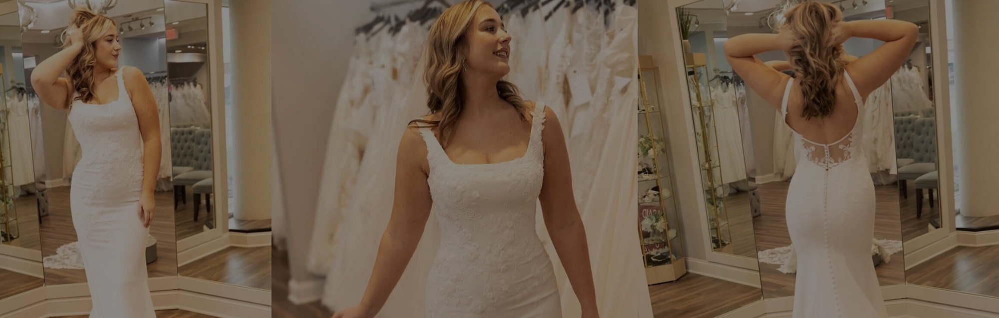 Modelы wearing a bridal suits