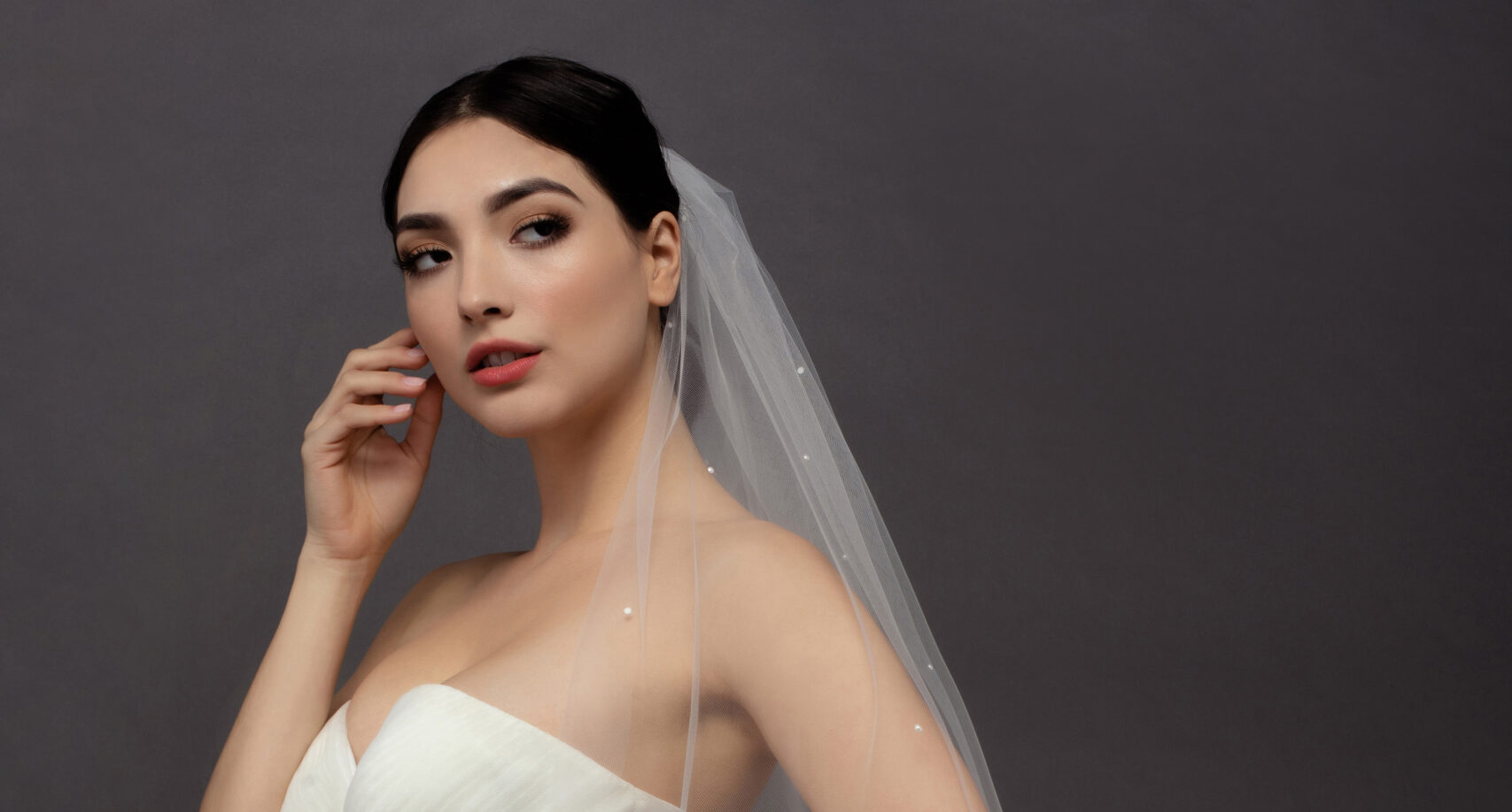 Model wearing a bridal gown